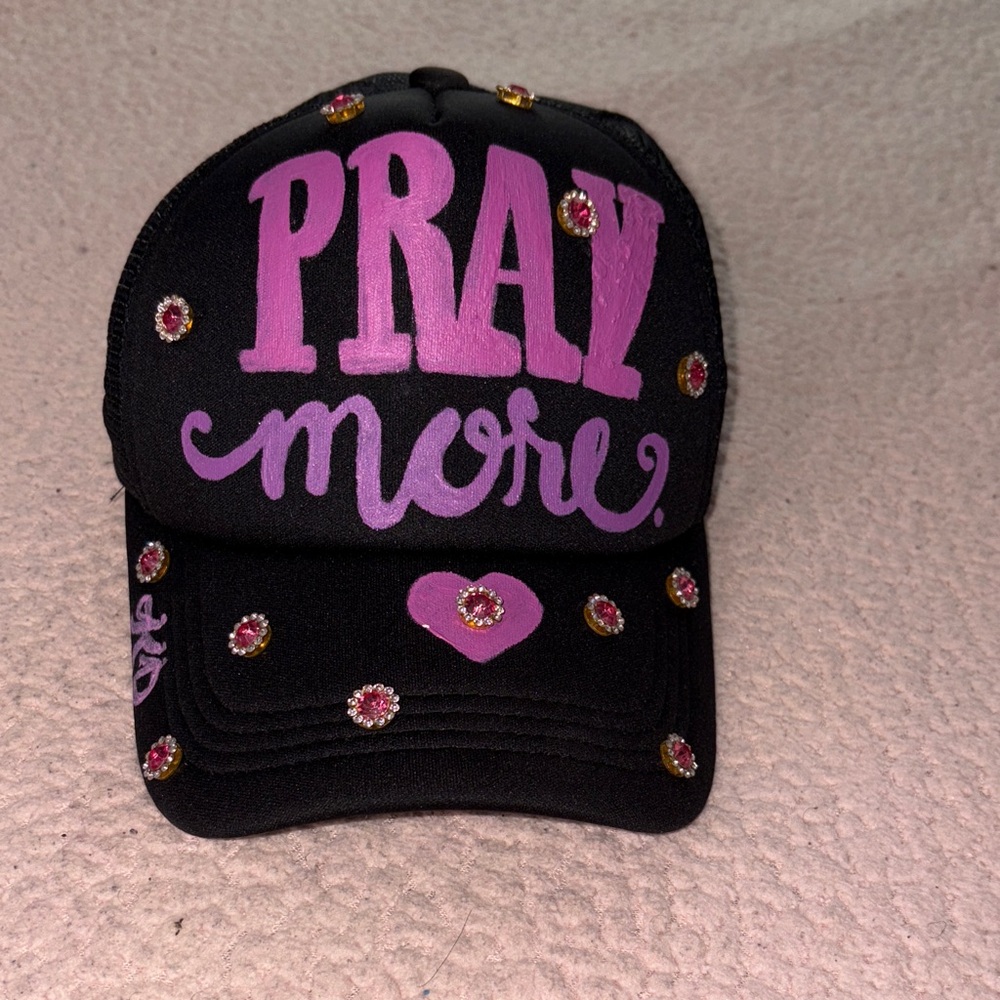 Black and Pink Embellished Cap
